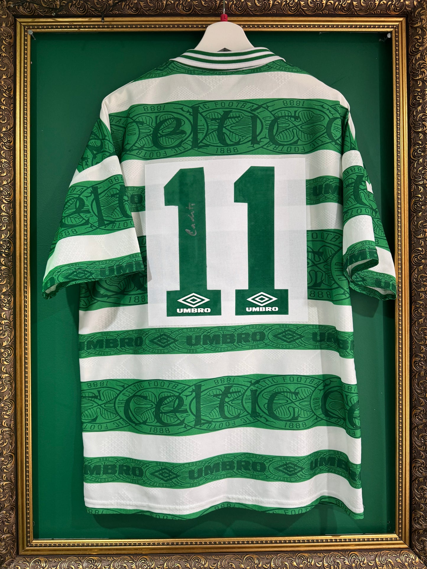 Celtic 1995/97 home shirt large Cadete 11 hand signed