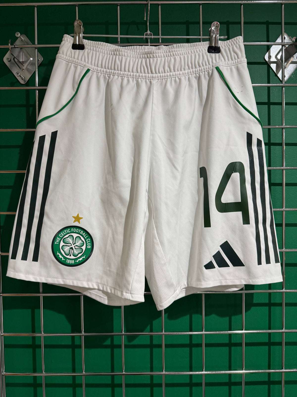 Celtic home European elite matchworn shorts small McCowan 14