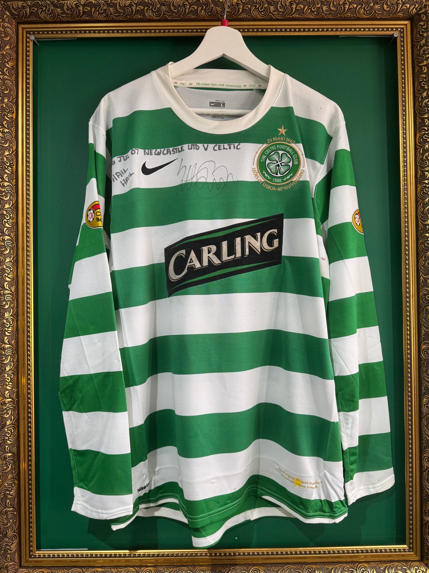 Celtic 2007/08 home shirt large long sleeve Brown 8 signed