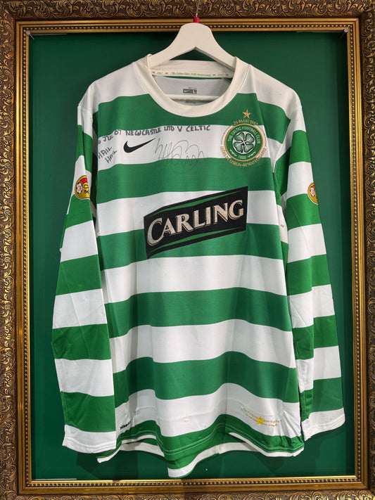 Celtic 2007/08 home shirt large long sleeve Brown 8 signed