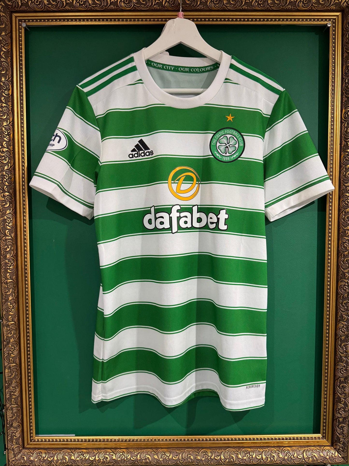 Celtic 2021/22 home small Diazen Maeda 38 match issue prepared