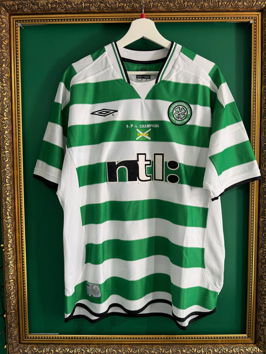 Celtic 2001/02 home shirt large (spl champions embroidery)