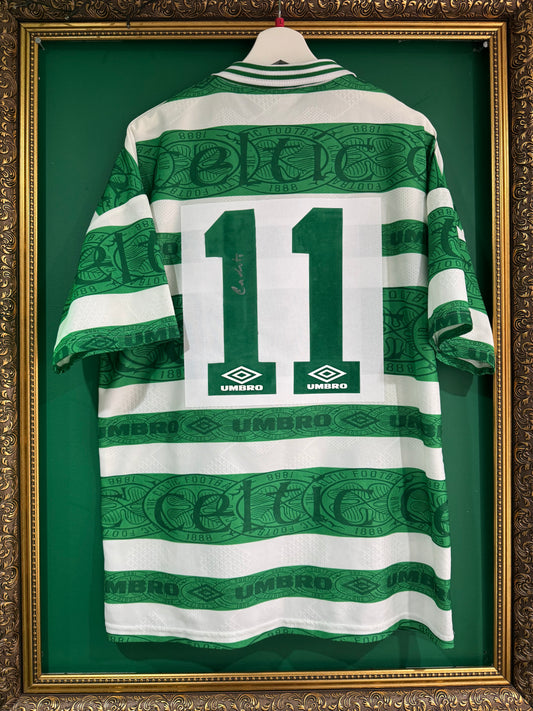 Celtic 1995/97 home shirt large Cadete 11 hand signed