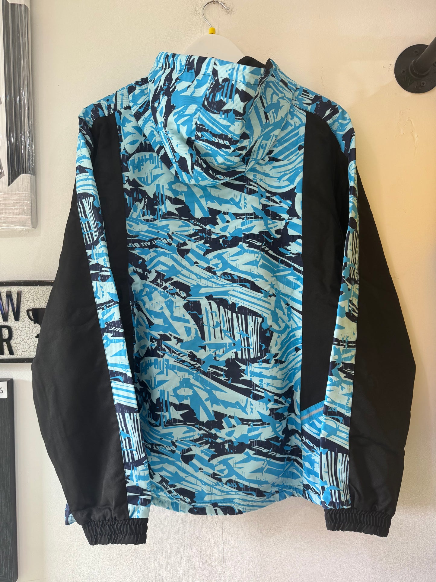 Puma Olympique Marseille 20/21 TFS Woven Drill Top - Black/Blue Camo BNWT
