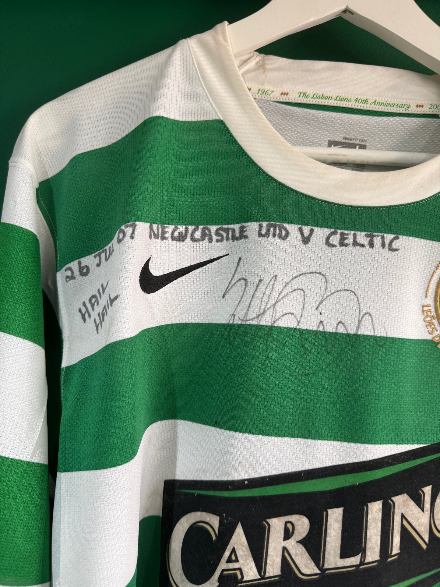 Celtic 2007/08 home shirt large long sleeve Brown 8 signed