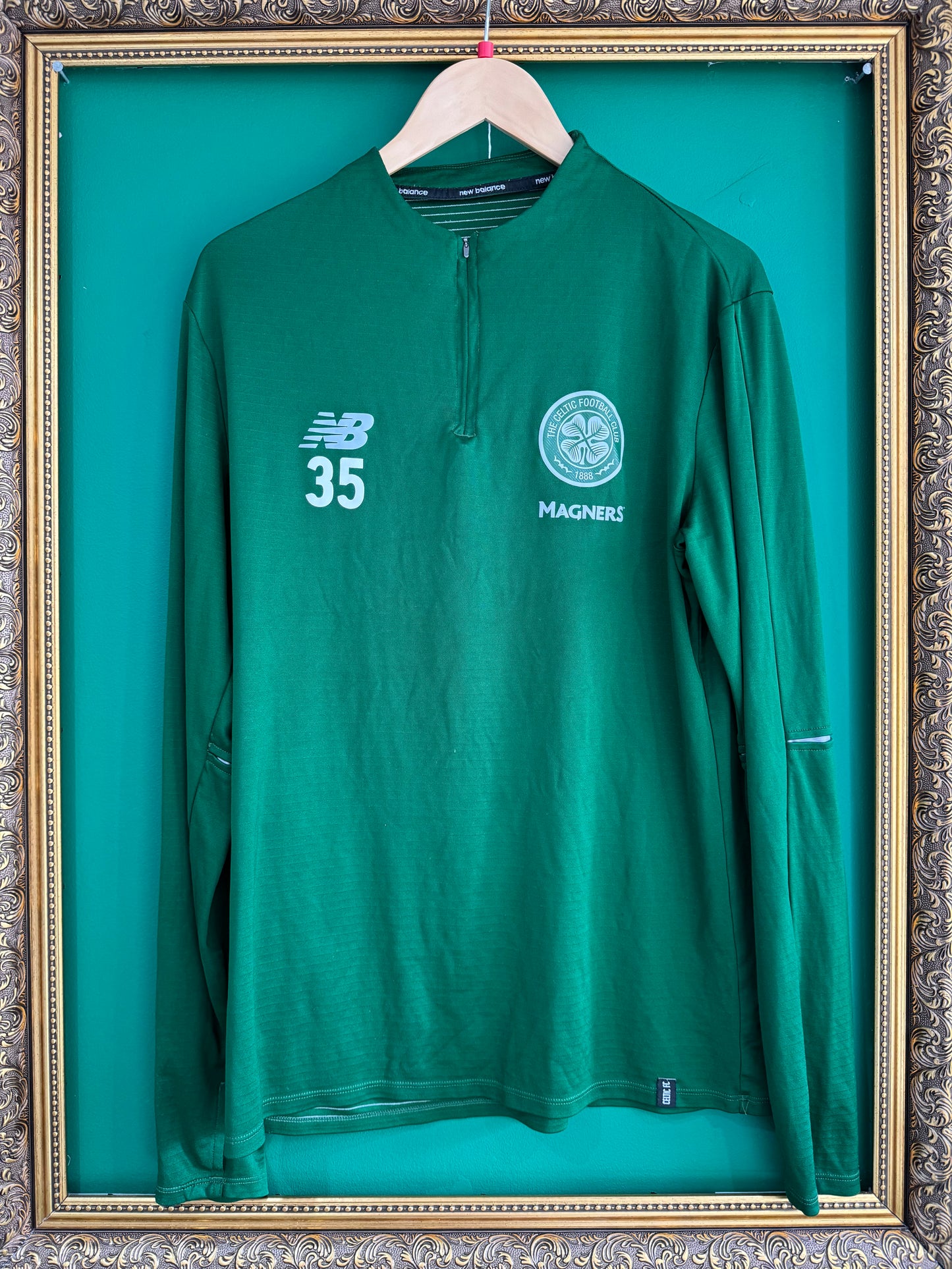 Player issue worn training zip top Kristoffer Ajer 35